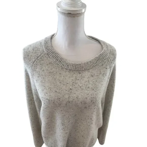 Rachel Zoe Speckled Boxy Crewneck Sweater Cream Gray Black XL - Picture 3 of 6